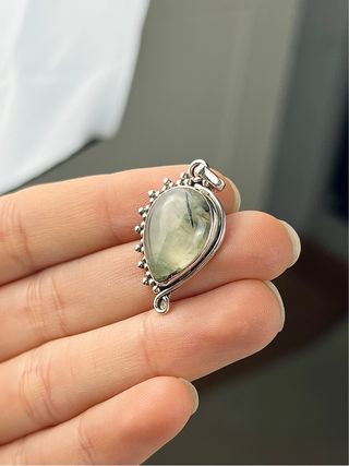 Colgante Mineral Prehnita Plata 925