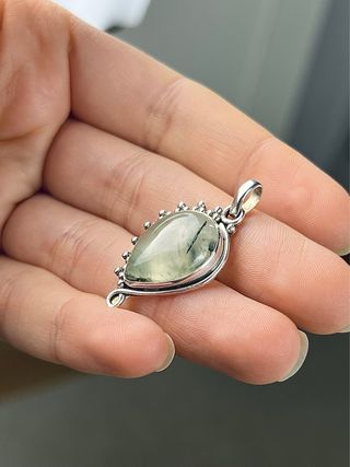Colgante Mineral Prehnita Plata 925