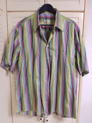 Camisa Talla Grande Manga Corta Rayas