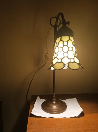Lampada Tiffany anni '70 vetro e metallo