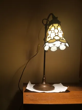 Lampada Tiffany anni '70 vetro e metallo