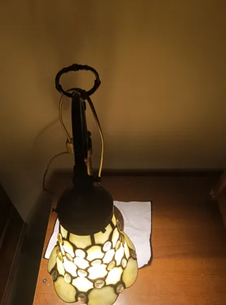 Lampada Tiffany anni '70 vetro e metallo