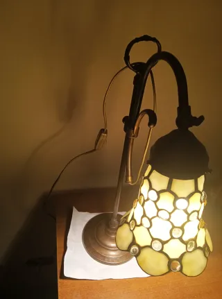 Lampada Tiffany anni '70 vetro e metallo