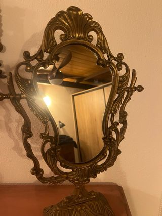 Espejo de sobremesa bronce vintage