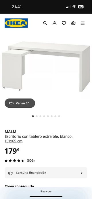 Escritorio IKEA madera con lateral extraible