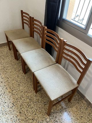 Pack 4 Sillas Madera Tapizadas Beige