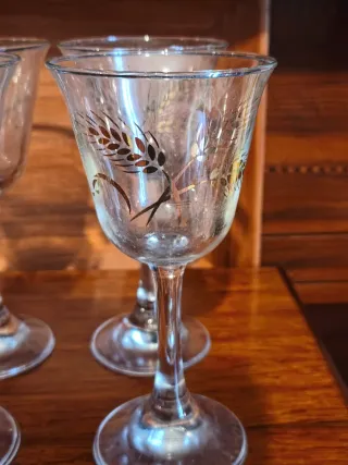 8 Calici Vintage anni 6o in Cristallo decoro oro