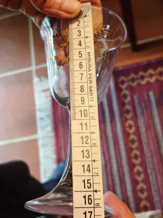 8 Calici Vintage anni 6o in Cristallo decoro oro