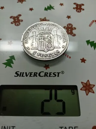 Lote Monedas Plata 2000 pesetas y 5 Pesetas 1870