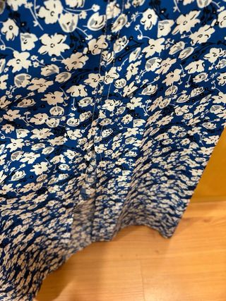 Falda larga Shein floral azul y blanco