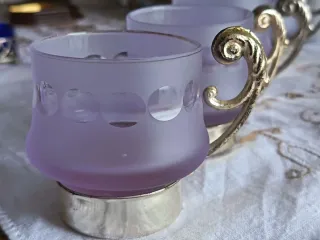 Tazzine da cioccolata vintage vetro/silverplated