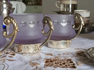 Tazzine da cioccolata vintage vetro/silverplated