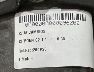 Citroen 20cp20 caja de cambios c2 1.1 96202