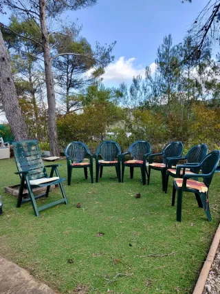 Conjunto 6 sillas jardín y 1 butaca