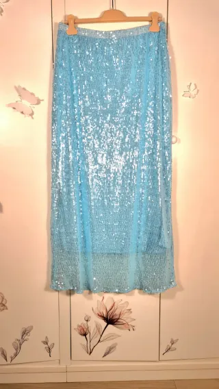 Gonna lunga paillettes turchese per occasioni spec
