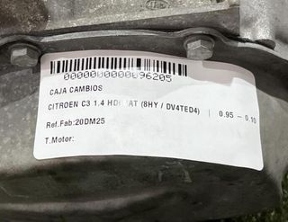 Caja cambios citroen 20dm25 c3 1.4 hdi cat 96205