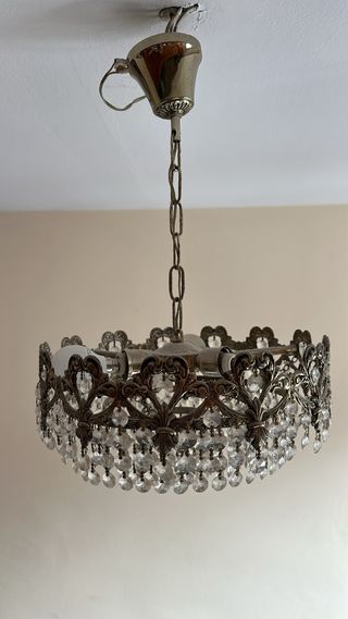 Lámpara colgante dorada con cristales