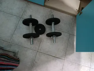 Juego de pesas y banda elástica