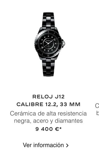 Reloj Chanel J12 Diamantes 33mm Negro