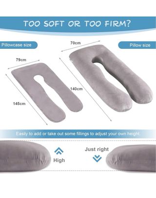 Cojín Embarazo en forma de U de color gris