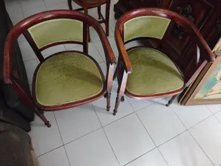 Sillones estilo Thonet antiguos madera y tela