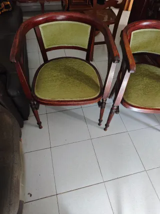 Sillones estilo Thonet antiguos madera y tela