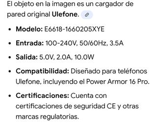 Cargador Ulefone USB pared