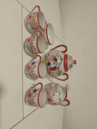 Juego de té porcelana japonesa Kutani