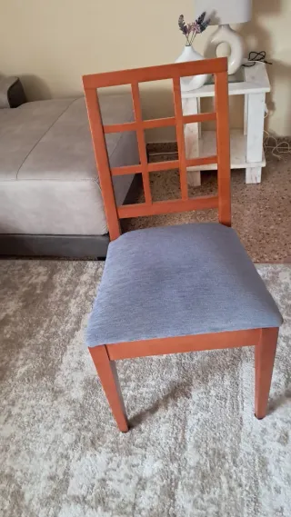 6 Sillas de Comedor Madera y Tela