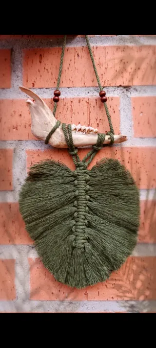 Colgante Macramé Hoja hueso planta bosque rural