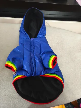 Roupa de cão azul com capuz