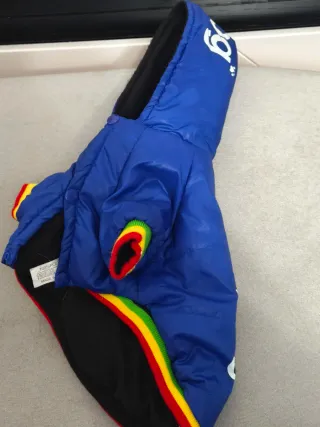 Roupa de cão azul com capuz