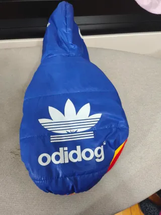 Roupa de cão azul com capuz