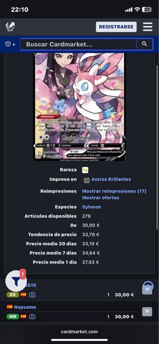 Carta Pokémon Sylveon V 200 HP