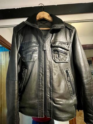 Cazadora cuero hombre Energy negra talla S
