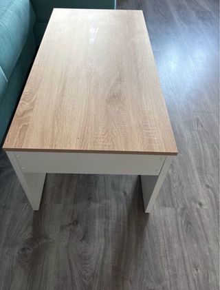 Mesa auxiliar elevable madera y blanco