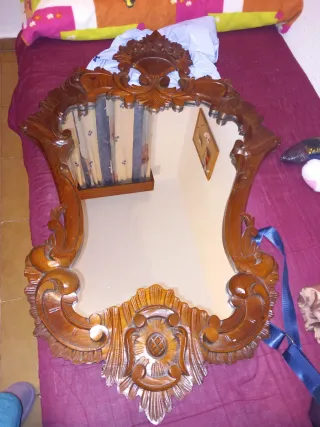 Espejo antiguo madera tallada
