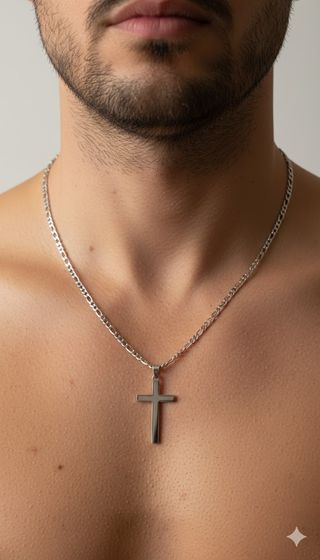 Collar Cruz Minimalista Brillante 5.5cm + Cadena