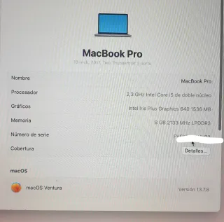 Macbook Pro 13" A1708 (2017) gris