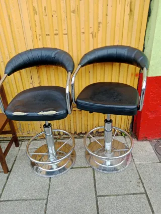 Poltrone da ufficio vintage nere e argentate