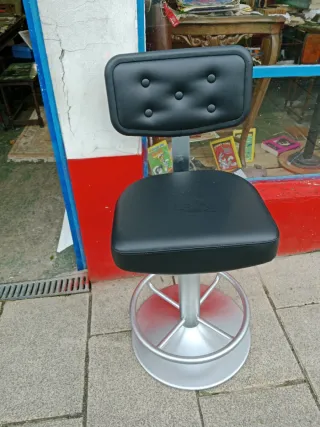 Poltrone da ufficio vintage nere e argentate