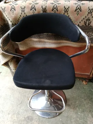 Poltrone da ufficio vintage nere e argentate