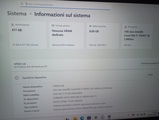 HP ProBook 450 G8 CORE I7 1165G7 RAM 8GB SSD 512GB