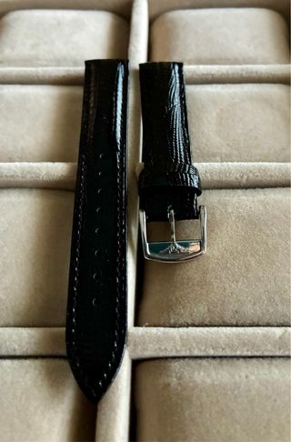 Correa de piel para reloj Longines negra 18mm