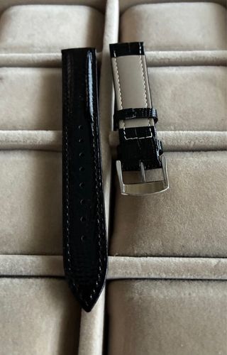 Correa de piel para reloj Longines negra 18mm