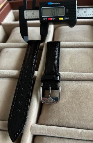 Correa de piel para reloj Longines negra 18mm