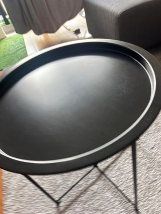 Mesa auxiliar redonda metal negra