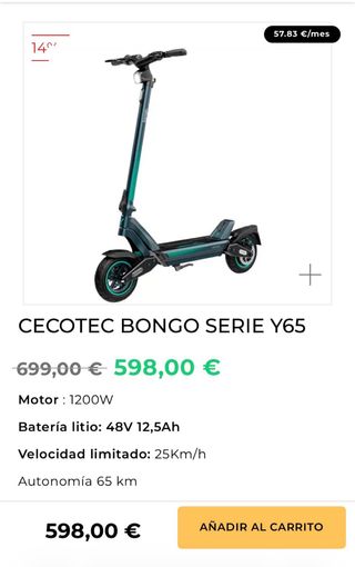 Patinete Eléctrico Cecotec Bongo Y65