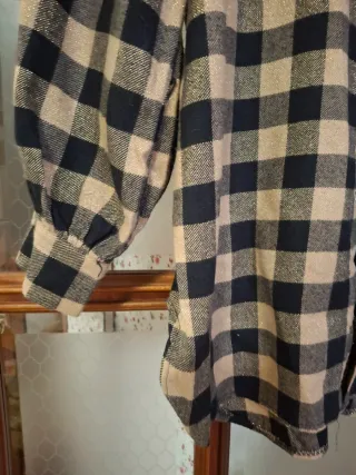 Camicia donna quadri beige e nero