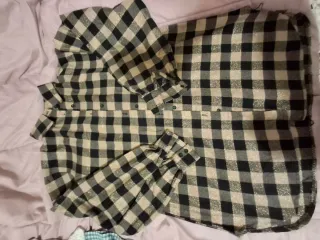 Camicia donna quadri beige e nero